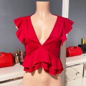 Shein Butterfly Ruffle Crop Top